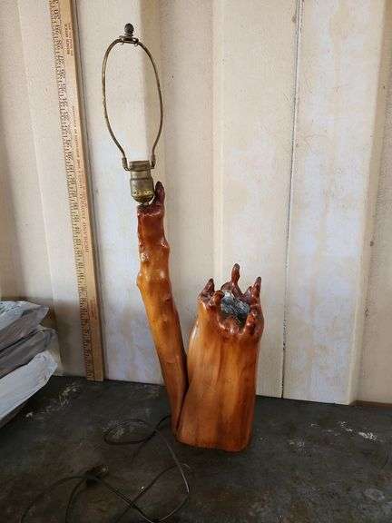 Unique Wood Sculpture Lamp 26"