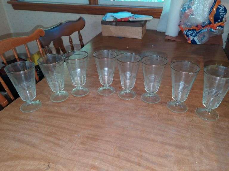 Vintage Anchor Hocking Clear Optic Panel Footed Iced Tea Glass
