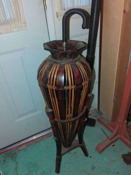 Mid Century Modern Bamboo and Bentwood Umbrella stand