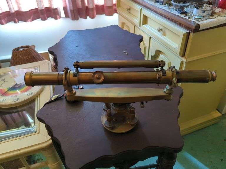 Antique Brass Surveyor's Level with Wooden box