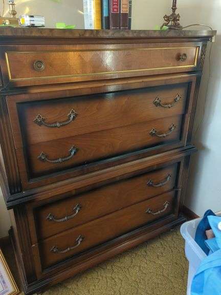 Vintage Bassett Furniture Tall Boy Chest of Drawers
