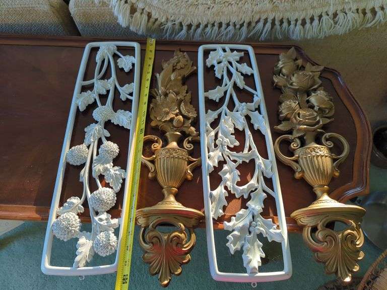 Acanthus Leaves and Floral Wall Hanging Decor, Set of 4