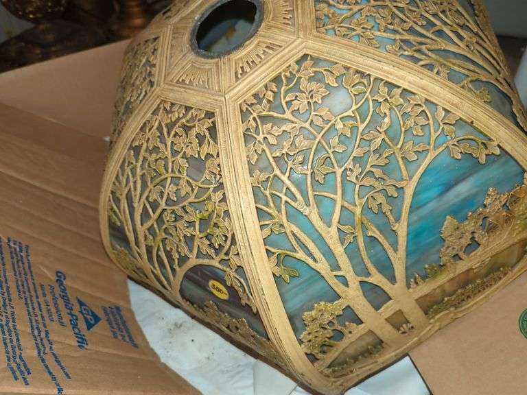 Art Nouveau Style Slag Glass Lampshade