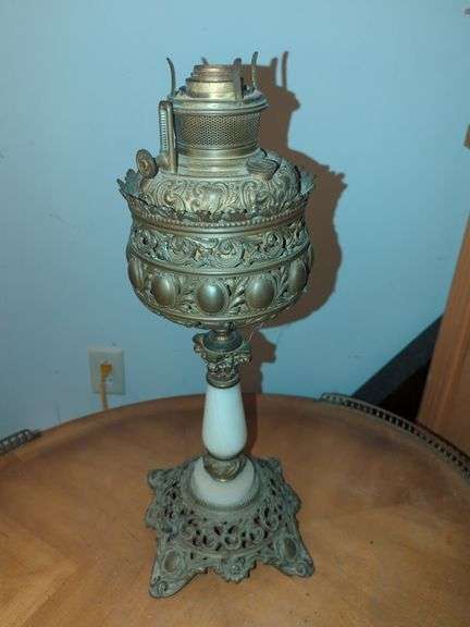 Victorian Ornate Brass Oil Lamp