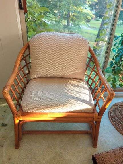 Mid Century Modern Rattan and Bentwood Arm Chair