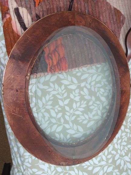 Antique Wooden Oval Mirror