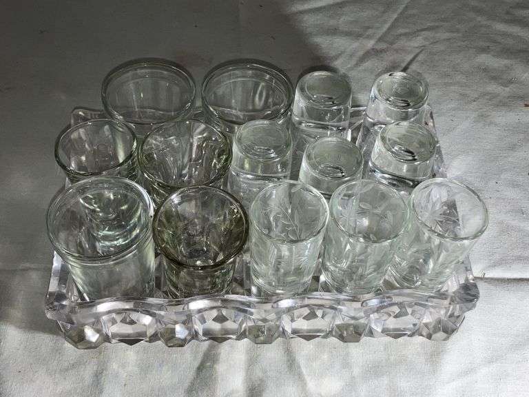 Lot de 2 verres bistrot anciens en verre épais