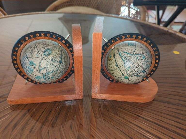 A Pair of Vintage Globe Wood Bookends