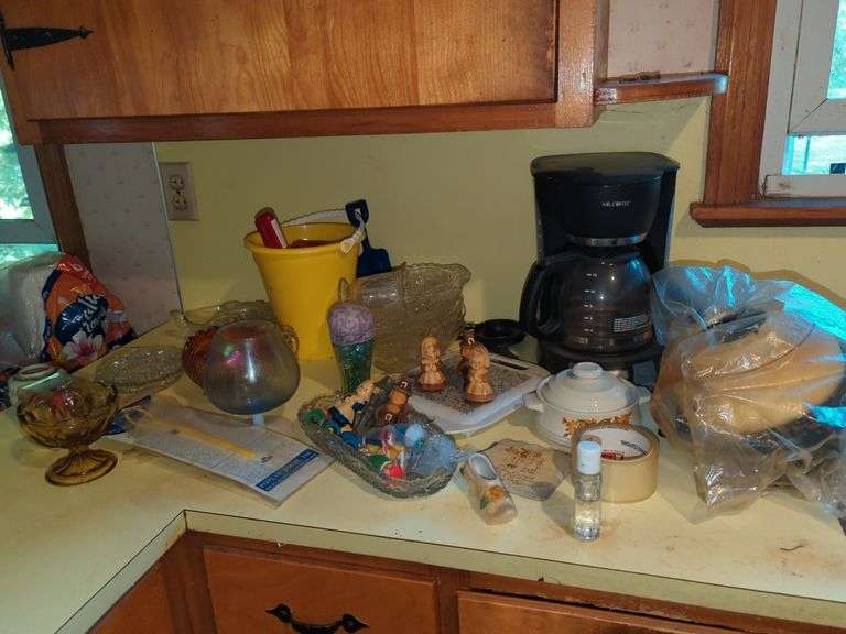 Collection of Various Kitchenware Including Glassware, Coffee Maker, Salt & Pepper Shakers and More