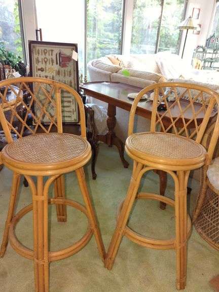 Bamboo and Rattan Bar Stools