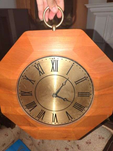 Mid Century Modern Style Octagon Wood Wall Clock by United Clock Co.