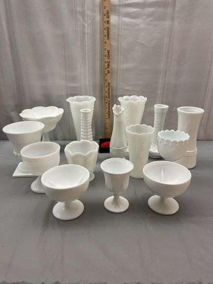 Milk Glass Vases & More