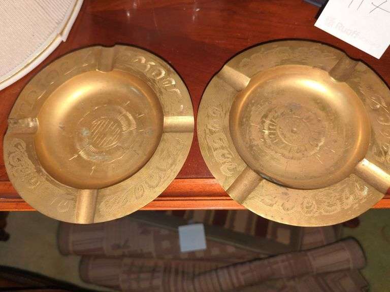 Pair of Vintage Brass Ashtrays