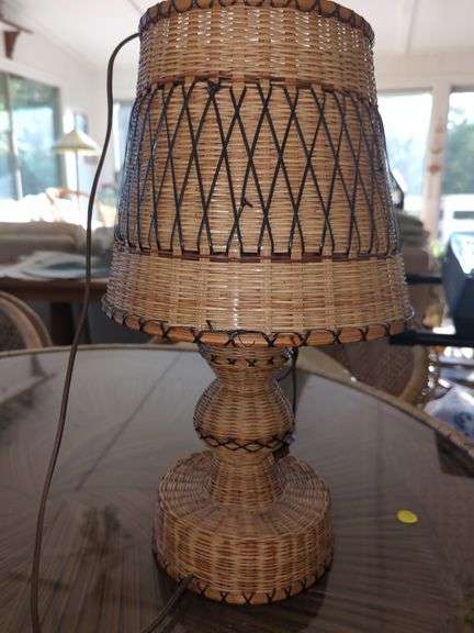 Mid Century Wicker Table Lamp