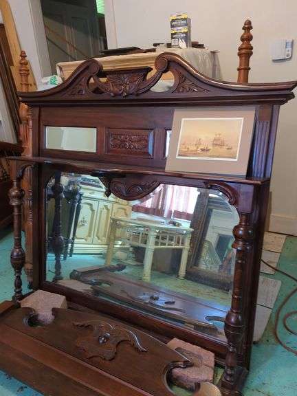 Victorian Style Mirrored Headboard and Footboard