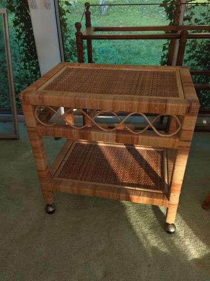 Woven Rattan Bar Cart