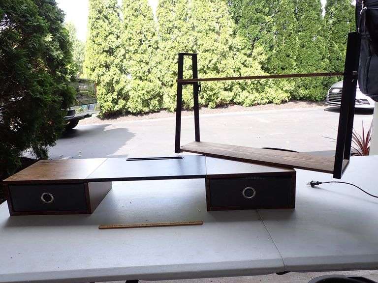 Desk Shelf riser & two tier wood & metal Shelf. - Auction Ohio