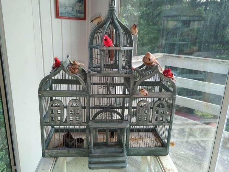 Victorian Style Dome Wood And Wire Bird Cage