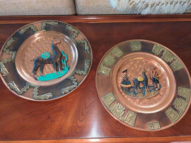 Pair of Peruvian Copper and Brass Decorative Plates
