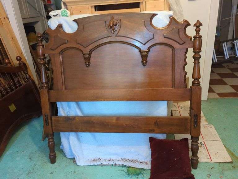 Victorian Eastlake Style Walnut Headboard