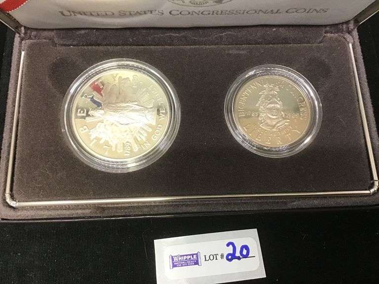 1989 Congressional 2-coin proof set (dollar is silver, half dol. is clad)