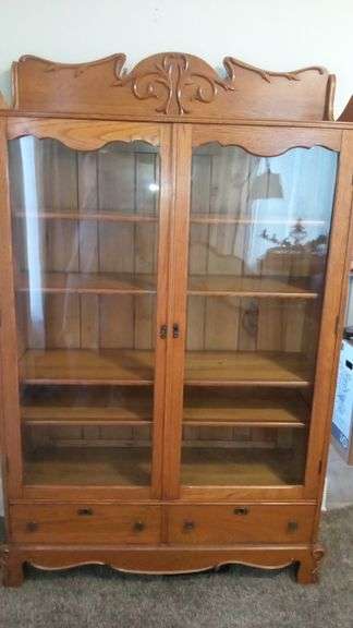 Oak Glass Front Bookcase