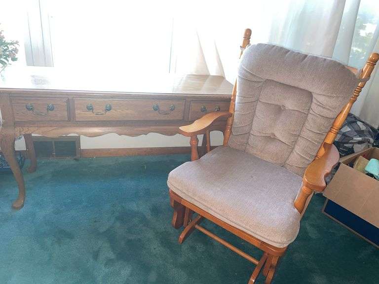 Oak glider & console table
