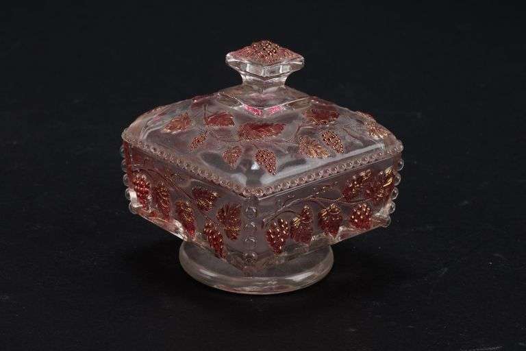 Vintage Westmoreland Grape Leaf Candy Dish With Lid