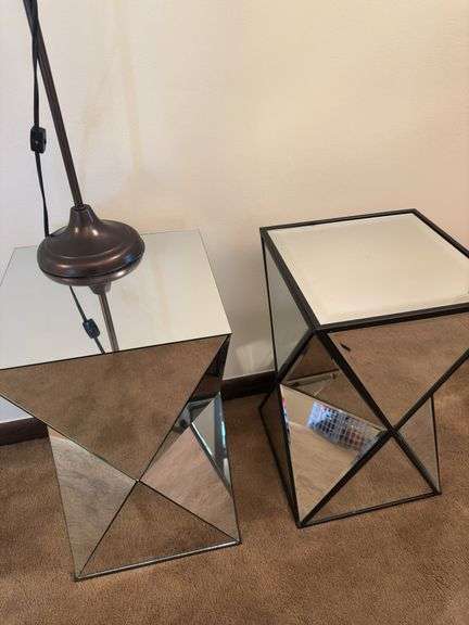 Contemporary mirrored end tables