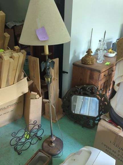 Vintage Eagle Brass Candlestick Style Floor Lamp