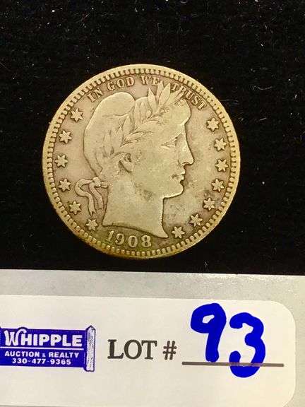 1908-D barber qtr. XF