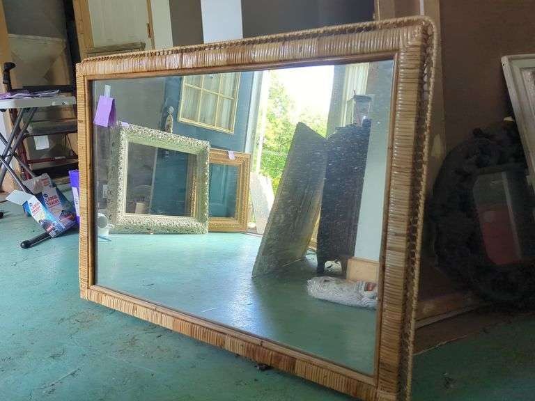 Vintage Rattan Framed Mirror