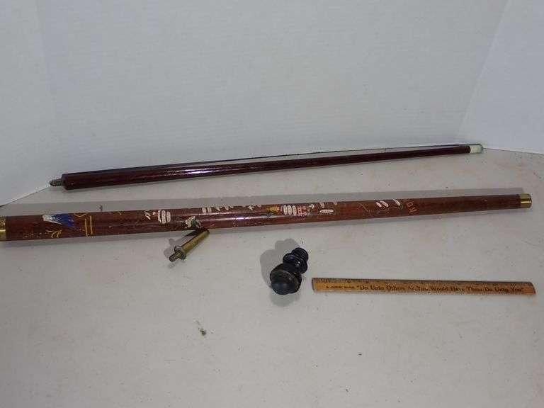 4pc Walking Cane with Concealed Pool Cue - Carved in Korea