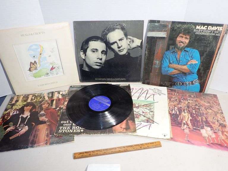6 ROCK-n-ROLL Albums Seals & Crofts Simon & Garfunkel Mac Davis Heart Rolling Stones Monty Python