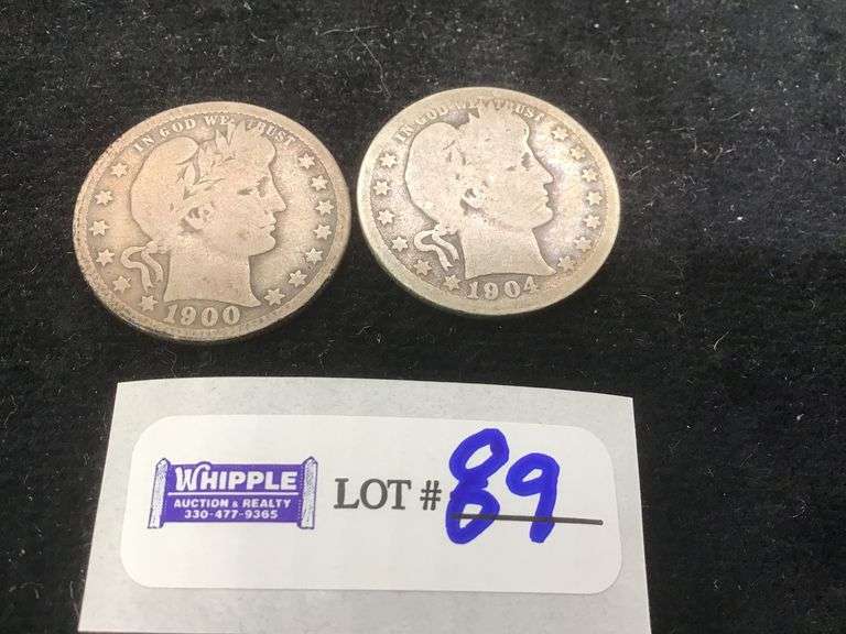 1900-O and 1904-O barber qtrs. VG-GOOD