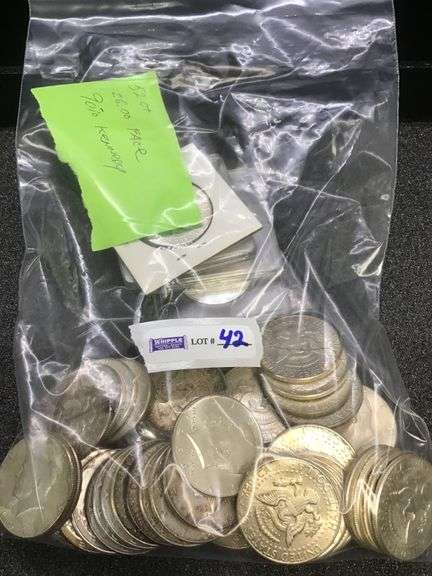 SILVER half dollars, $26.00 face value, 52 count, all Kennedys