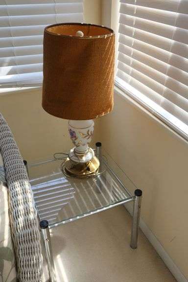Glass End Table & Table Lamp