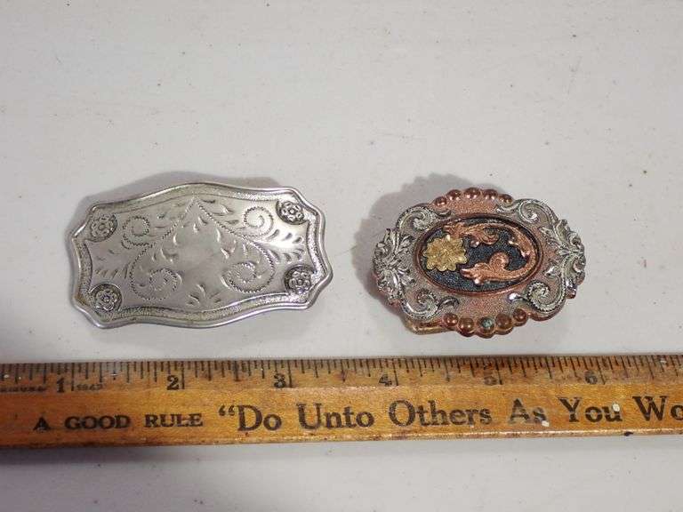 TWO Vtg Women's Western style Belt Buckles