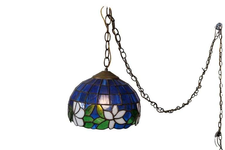 Vintage Stained Glass Hanging Lamp
