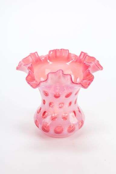 Vintage Fenton Cranberry Coin Dot Vase #1