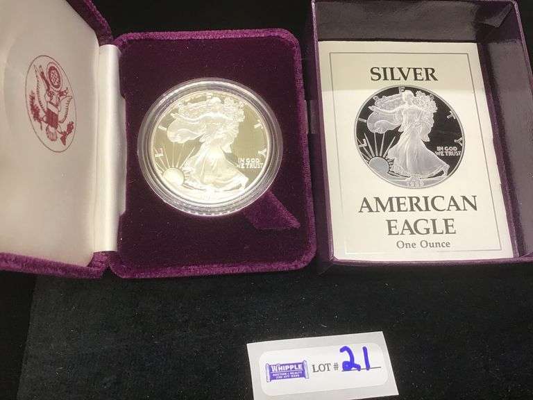1989 US silver eagle PROOF, gov. box and papers