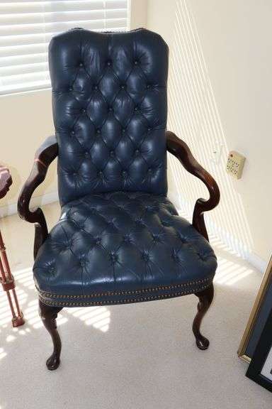 Blue Tuffed Arm Chair