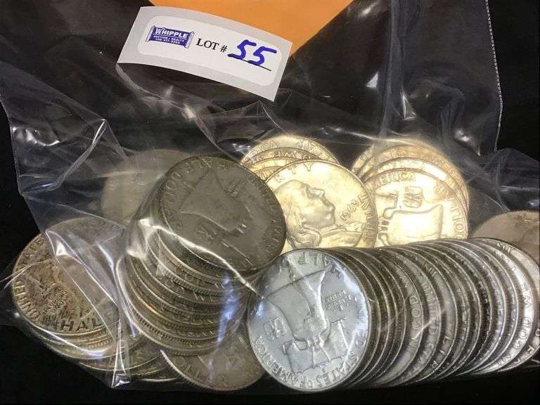 SILVER Franklin half dollars $26.50 face value (53-coins)