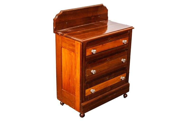 Antique 3 Drawer Chest with Peg and Scallop Drawers