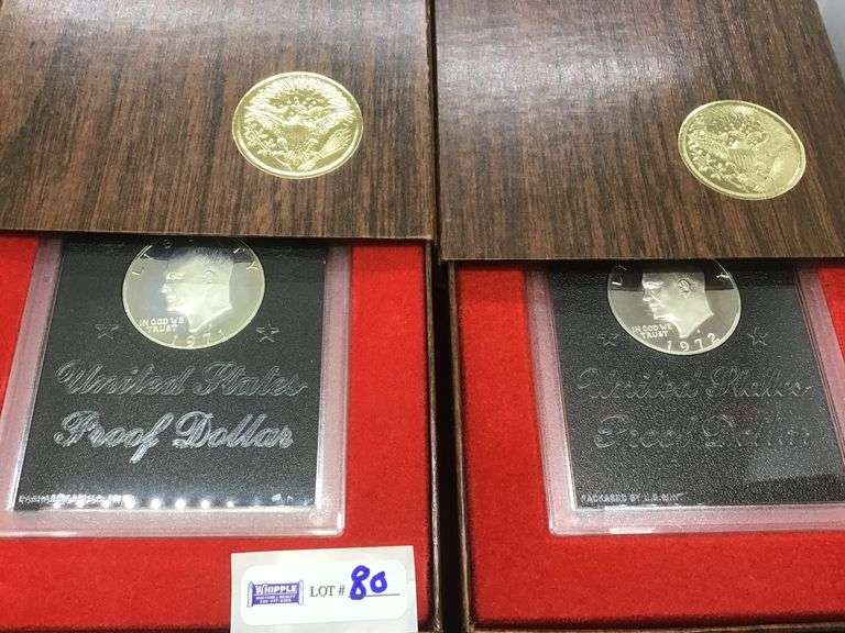 1971 and 1972 proof IKE brown pack dollars, 40% silver