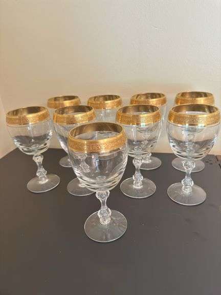 Tiffin Franciscan Westchester Gold Rim crystal