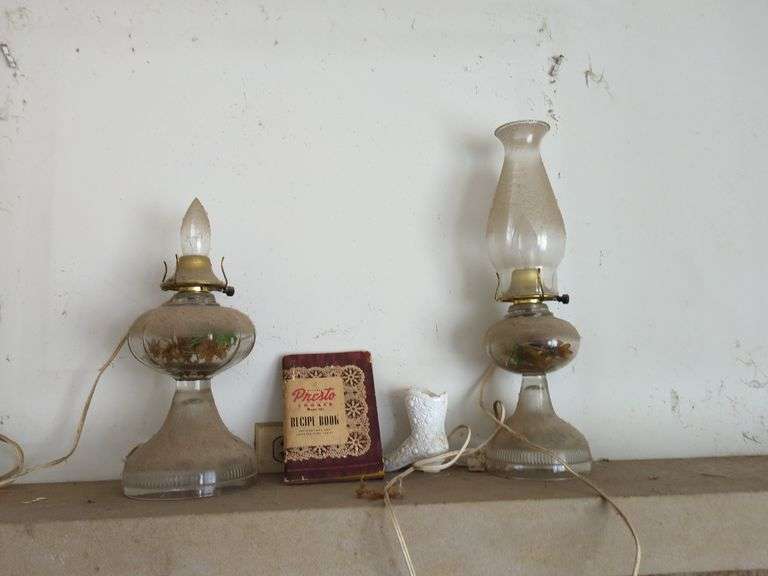 Pair of Converted Electric Oil lamps and Recipe Book