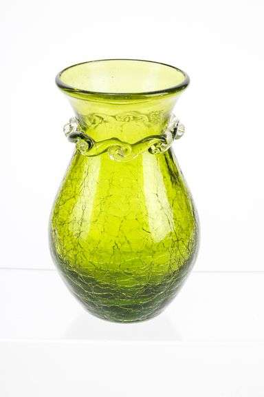 MCM Kanawha Hand-blown Crackled Glass Vase