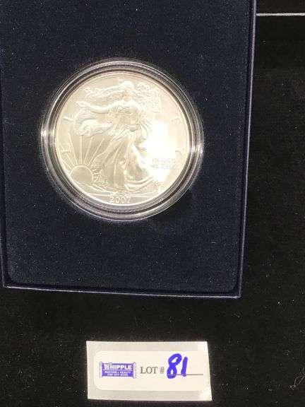 2007 UNC silver eagle, gov. pkg.
