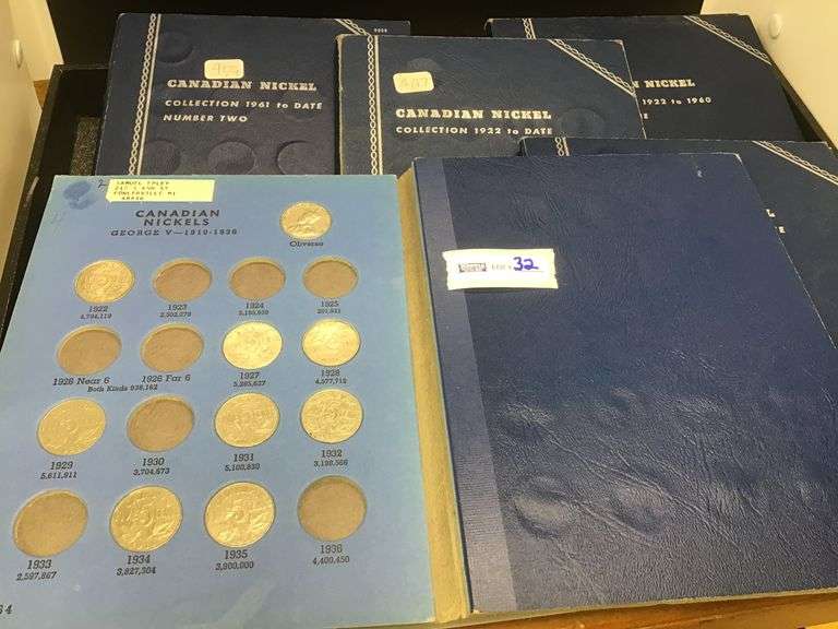 103 Canada nickels in 5 folders from 1922-1960